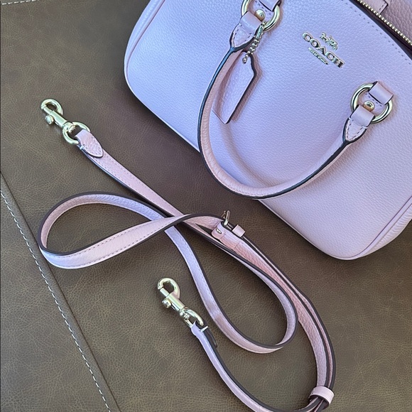 Coach Powder Pink Pebbled Leather Savannah Satchel - Picture 12 of 14